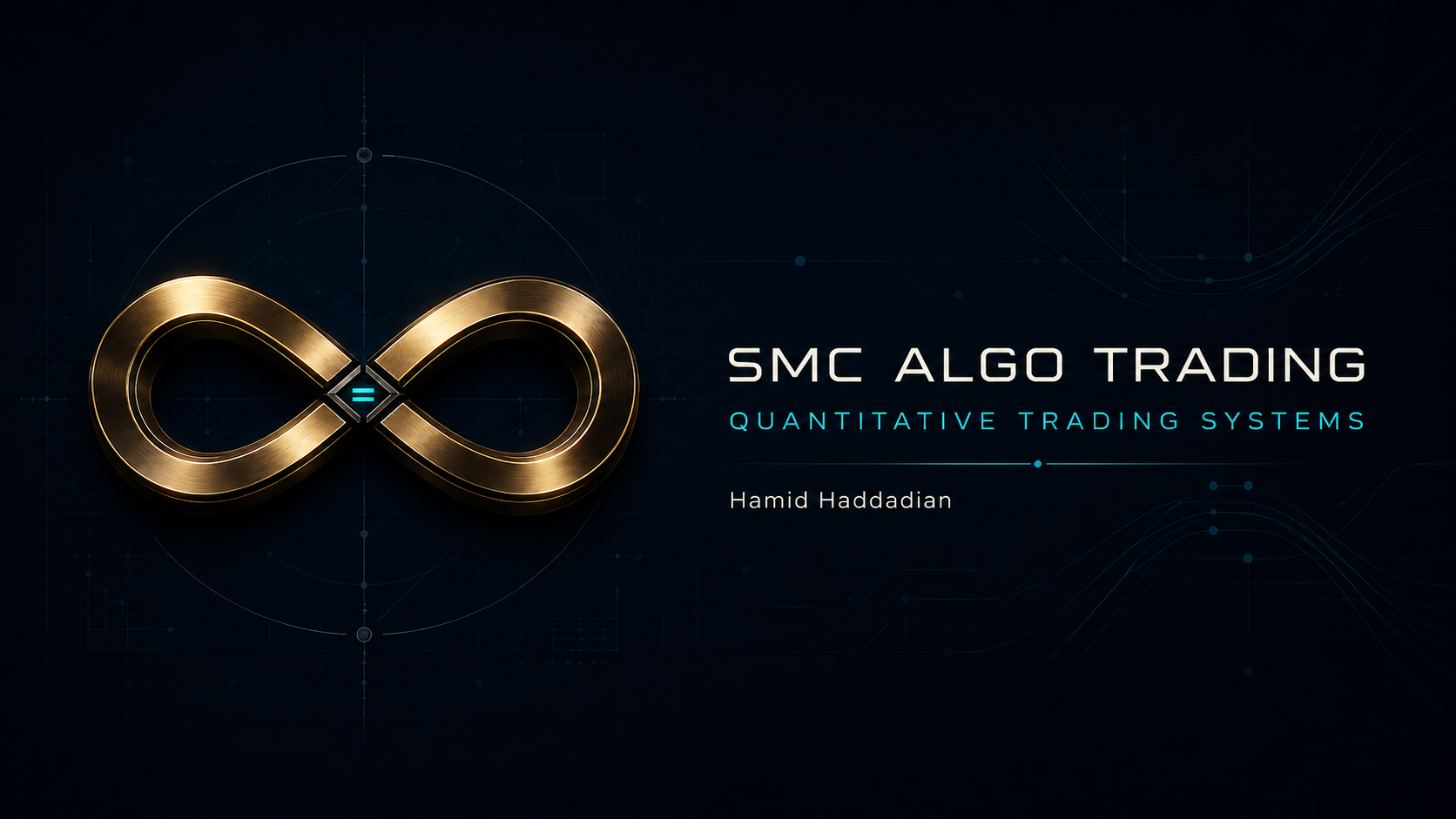 SMC Algo Trading matte-gold brand lockup with quantitative trading systems title