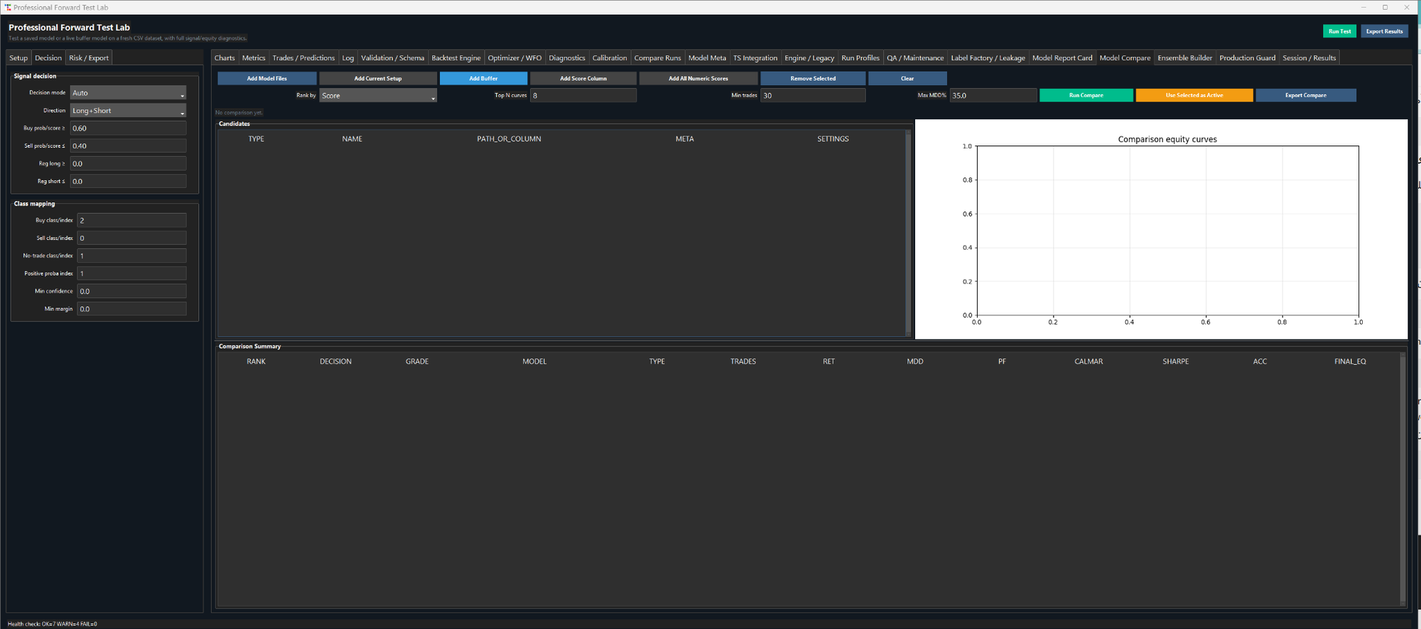 Quant Research Workstation model comparison workspace.